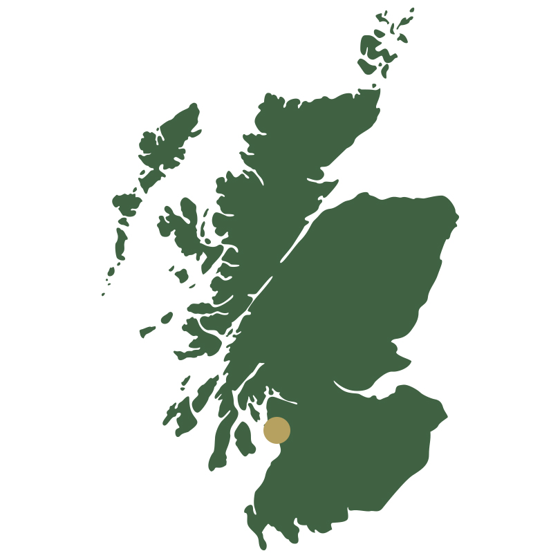Map of Scotland showing Ayrshire